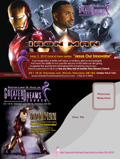 Iron Man Sermon Postcard Flyer Design