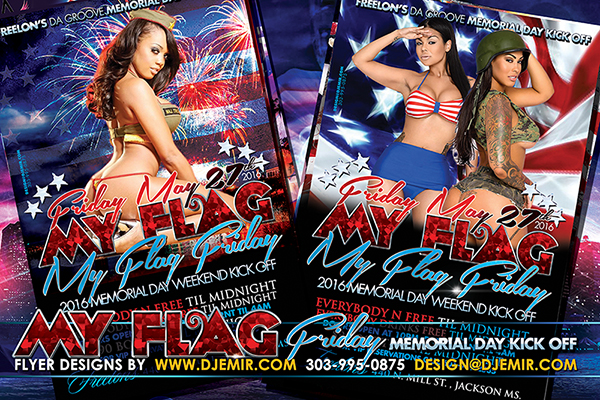 My Flag Friday Memorial Day Party Flyer and Poster Design