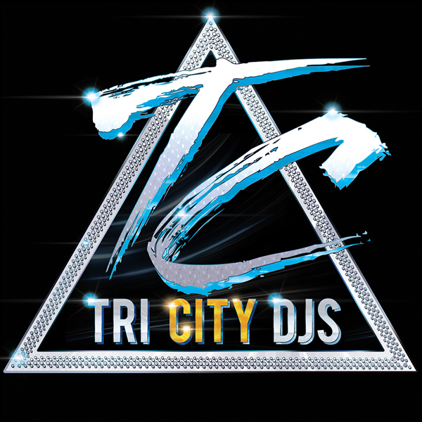 Tri City DJs Logo Design Silver on Black Triangular Technics Platter Edition