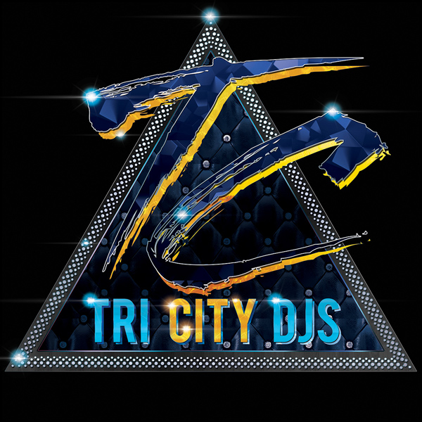 TriCityDJs Logo Design Blue and Gold TC on Blue Quilted Leather Triangular Technics Platter Edition