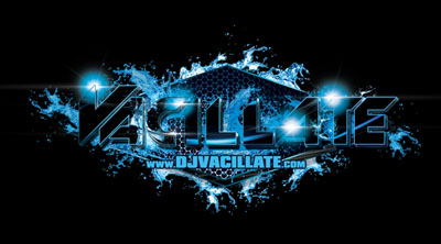 DJ Vacillate Logo design black on black with blue version