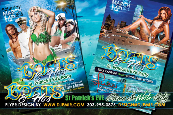 Boats and Ho's St. Patrick's Day Yacht Party Flyer Design