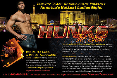 Flyer design Hunks the Show Postcard Flyer design Front