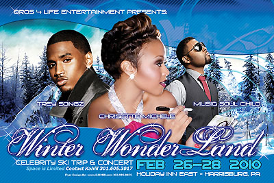 Flyer design Winter Wonder Land 2010 featuring Trey Songz Chrisette Michele and Musiq